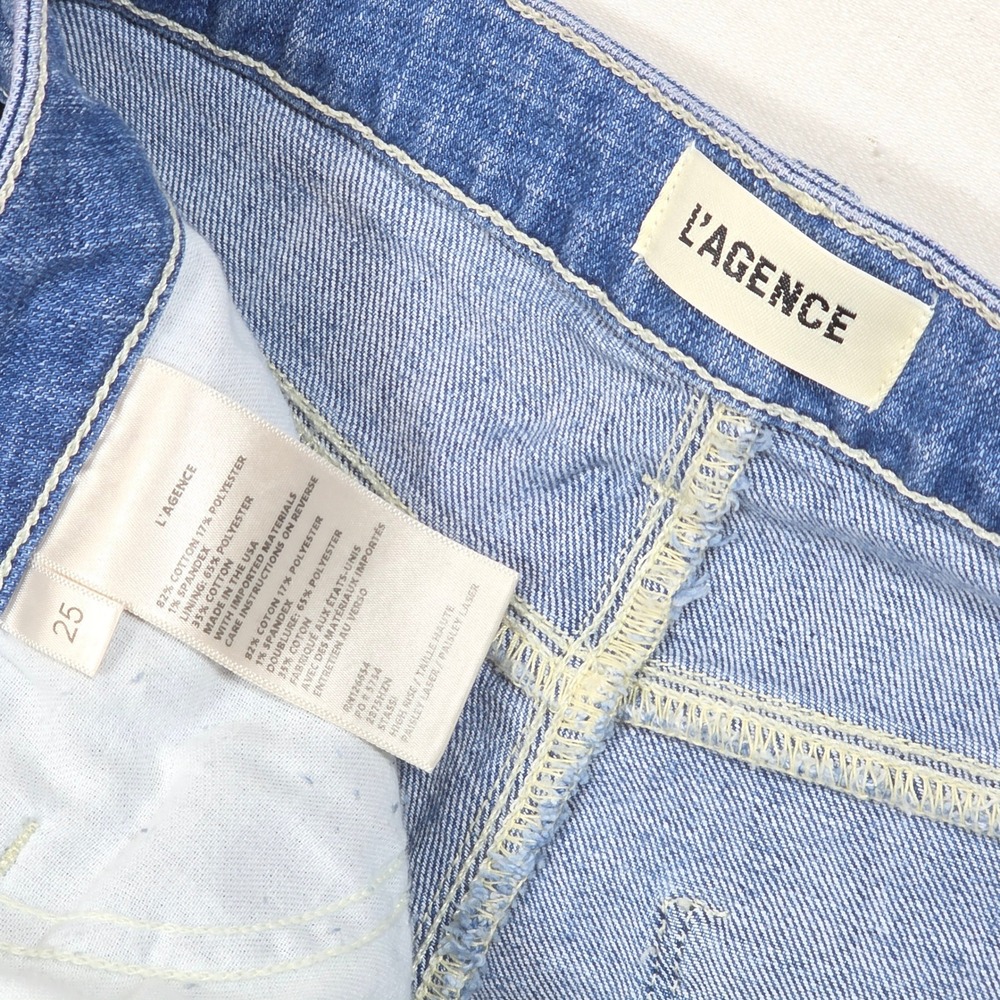 L'AGENCE Marty High Rise Flare Jeans Blue Mediterranean Damask Print Size 25‎ - Picture 2 of 10